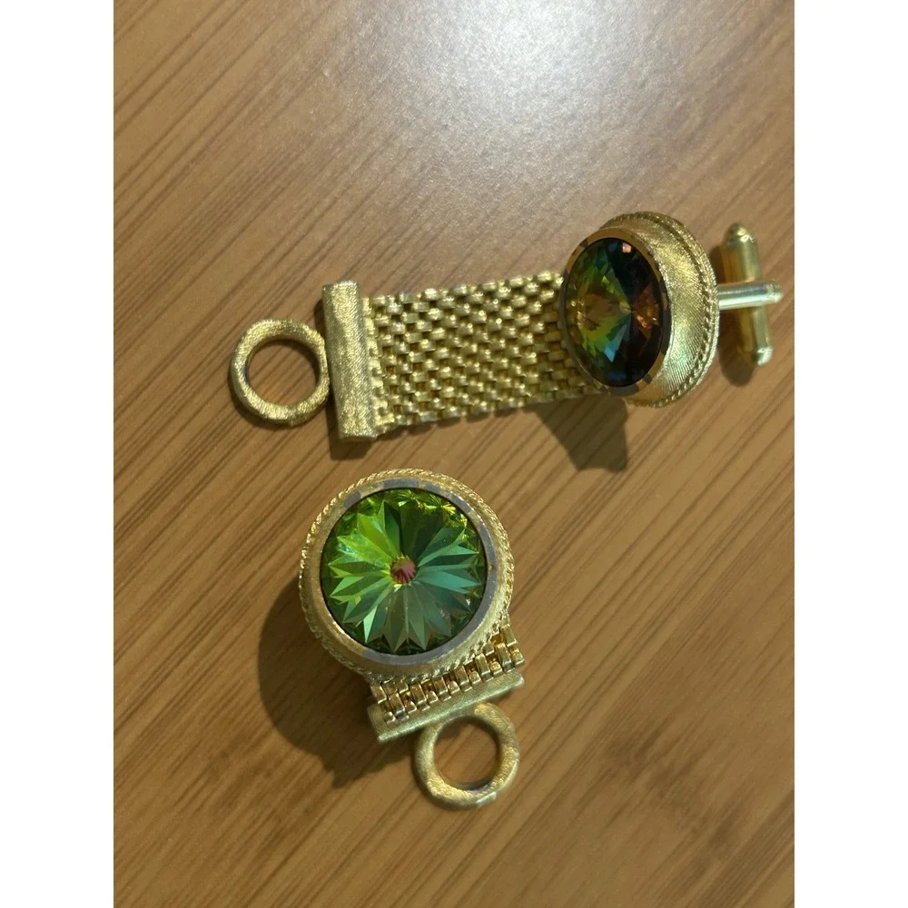 Mesh Wrap Cuff Links DANTE Watermelon ‎ Rivoli Glass Men's Jewelry Classy Formal